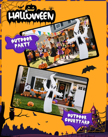 LZLXXLZL 8.7FT Halloween Inflatable Ghost Outdoor Decoration, Scary Yard Decor with LED Light, Built-in Blower & Stakes for Holidays Outdoor Garden House Party