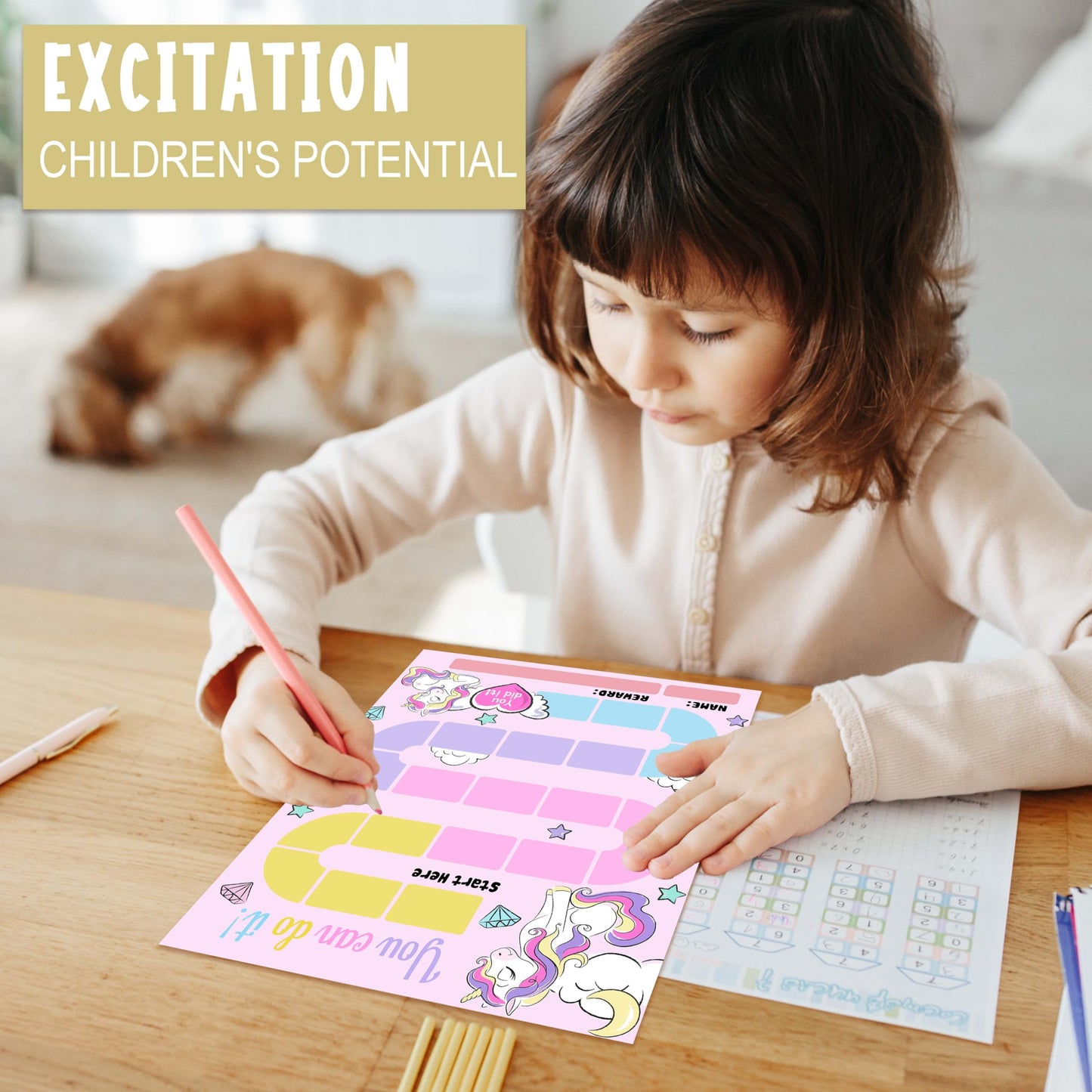 20 Unicorn Reward Chart with 432 Round Stickers, Incentive Behavior Chart for Kids at Home Classroom, Kids Routine Daily Chore Sticker Chart-B21