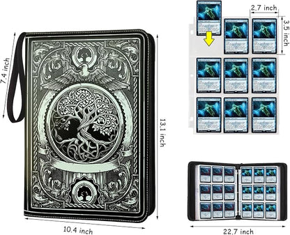 9 Pocket Card Binder,Trading Card Binder Premium 720 Double PU Card Collection Binder with Sleeves,Card Folder for MTG, TCG, Sports Cards（Black）