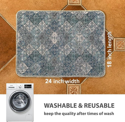 nunubaby 4PACK Washable Pee Pads for Dogs, Stylish, Non-Slip and Leak-Proof Pee Pads. Reusable Potty Pads for Dogs for Crates and Floors.(Blue/Multi,18" x24" )