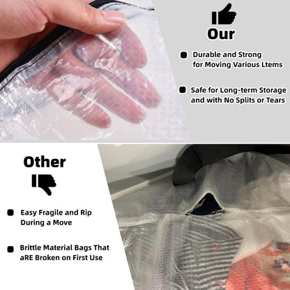 3 Pack Clear Bags with Zipper and Handles, Halloween Christmas Wreath Storage, Gift Bag Organizer, Moving Boxes Alternative, Under the Bed Storage