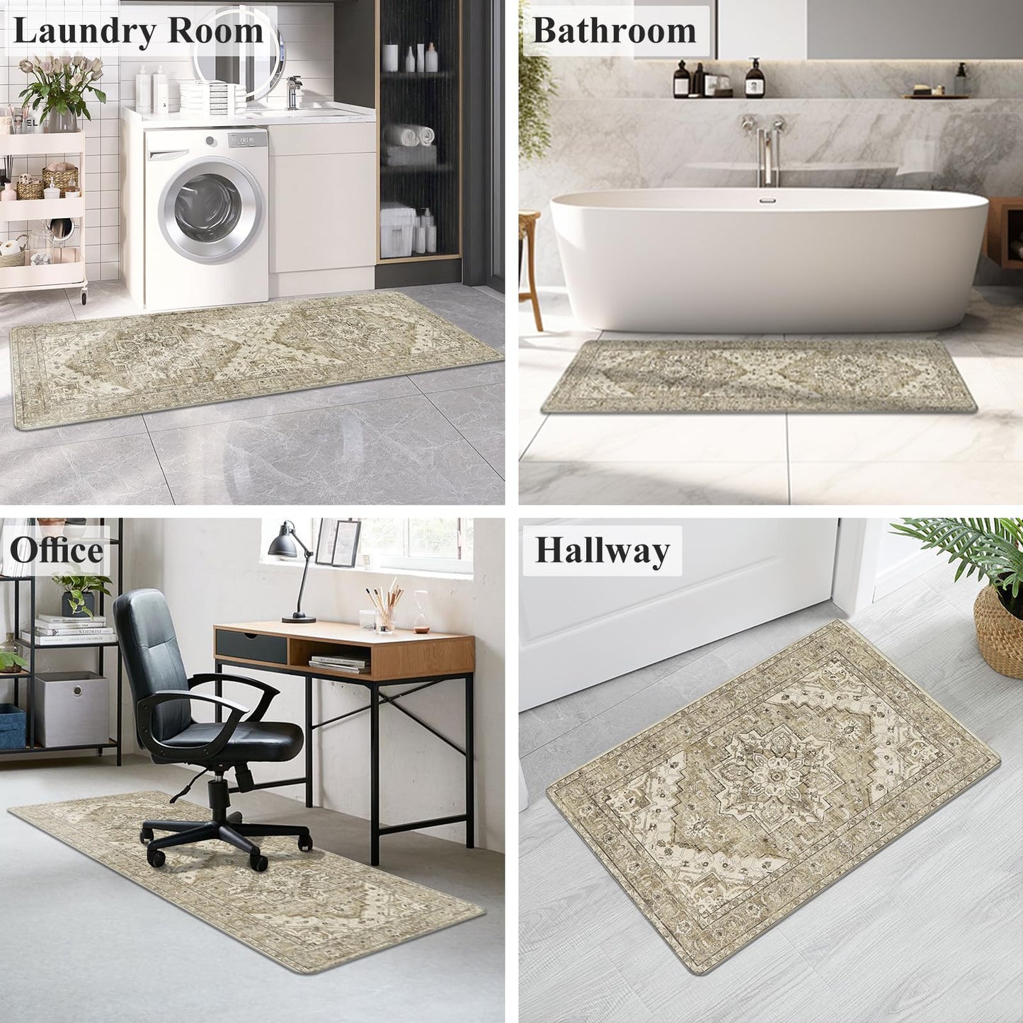 MJIAHOMDEC Cushioned Kitchen Rug Sets 3 Piece Anti Fatigue Mats for Floor Non Slip Waterproof Comfort Standing Mat Runner for Home Office, Sink, Laundry