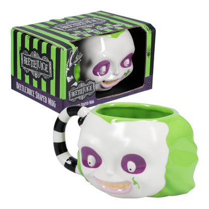 Paladone Beetlejuice Face Shaped Mug - Officially Licensed Merchandise Gift for Retro Horror Movie Fans, Extra Large 3D Ceramic Drinkware, 80's Movie Collectors Cup, 650ml (21 fl oz)