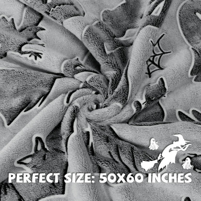 REXEO Throw Blanket Kids Soft Fleece Blankets Black Cat Halloween Throw Blanket 50"×60"