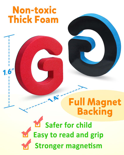 Coogam Magnetic Letters 234 Pcs, Uppercase Lowercase Foam Alphabet ABC Fridge Magnets, Educational Toy Set for Classroom Kids Learning Spelling with Magnetic Board and Storage Box