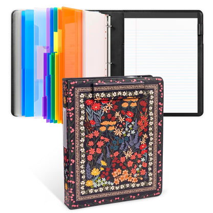 JoyCat 3 Ring Binder Clipboard with Storage,12.4"x10.2" Magnetic Clipboard Folder with 5 Dividers with Expandable Pockets and Lined Notepad (11" x 8.5"), for School Office Nursing (Classical)