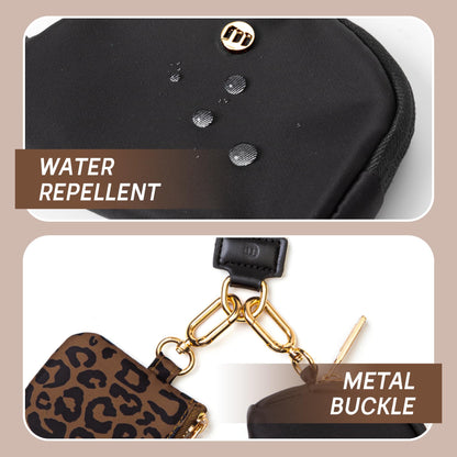 Mum's memory Mini Zip Around Wristlet Wallet for Women Dual Pouch Wristlet Portable Wallet Coin Purse Mini Women Coin Pocket (Leopard)