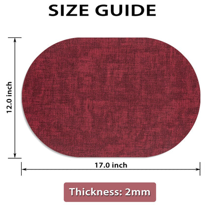BARTHKIT Placemats for Dining Table Set of 6 Non-Slip, Heat Resistant Oval Leather Placemat Double Layer, Waterproof Table Mats Easy to Clean for Kitchen Dining Room Coffee Office Table, Wine Red