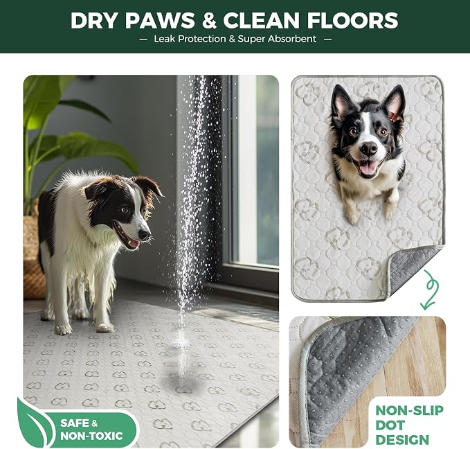 FXW Washable Pee Pads for Dogs, Puppy Pads with Super Absorbent, Specifically Designed for FXW Rollick/Homeplus 24inch 6 Panels Dog Playpen, 39" x 63" Rectangle, Khaki, 1 Pack