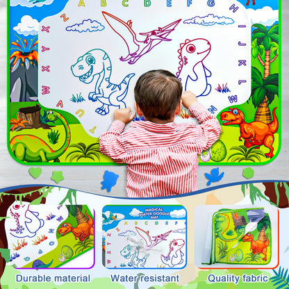 Water Doodle Mat, 40 x 32 Inch Mess Free Drawing Mat, Educational Toy for 3 4 5 6 7 8 Years Old Boys Girls, Neon Color Mat Doodle Board Writing Drawing Toys Holiday Christmas Birthday Gifts