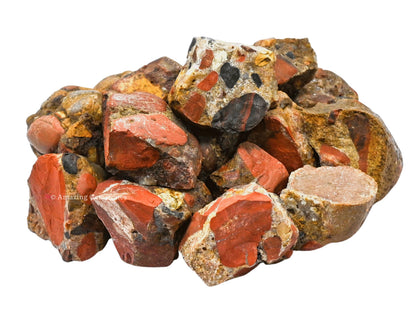 Amazing Gemstone Spotted Jasper Raw Crystals and Healing Stones, Natural Rocks for Tumbling and DIY Raw Stones and Crystals (1 lb)