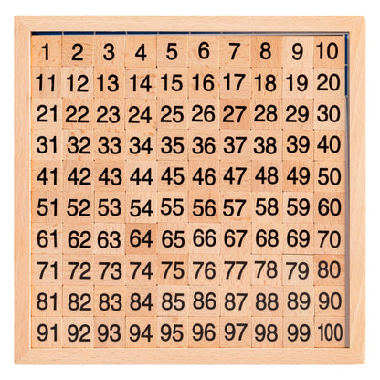 MERRYHEART Wooden Montessori Math Hundred Board, Counting to 100 for Kindergarten, 1-100 Number Board for Toddlers, Montessori Counting Game Board with Storage Bag