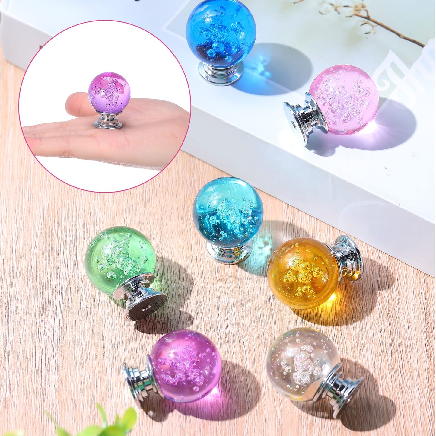 Jetec 20 Pcs Crystal Drawer Pulls Cabinet Knobs 30mm Diamond Dresser Knobs for Dresser Drawers Kitchen Bookcase Wardrobe(Multicolored,Stylish Style)