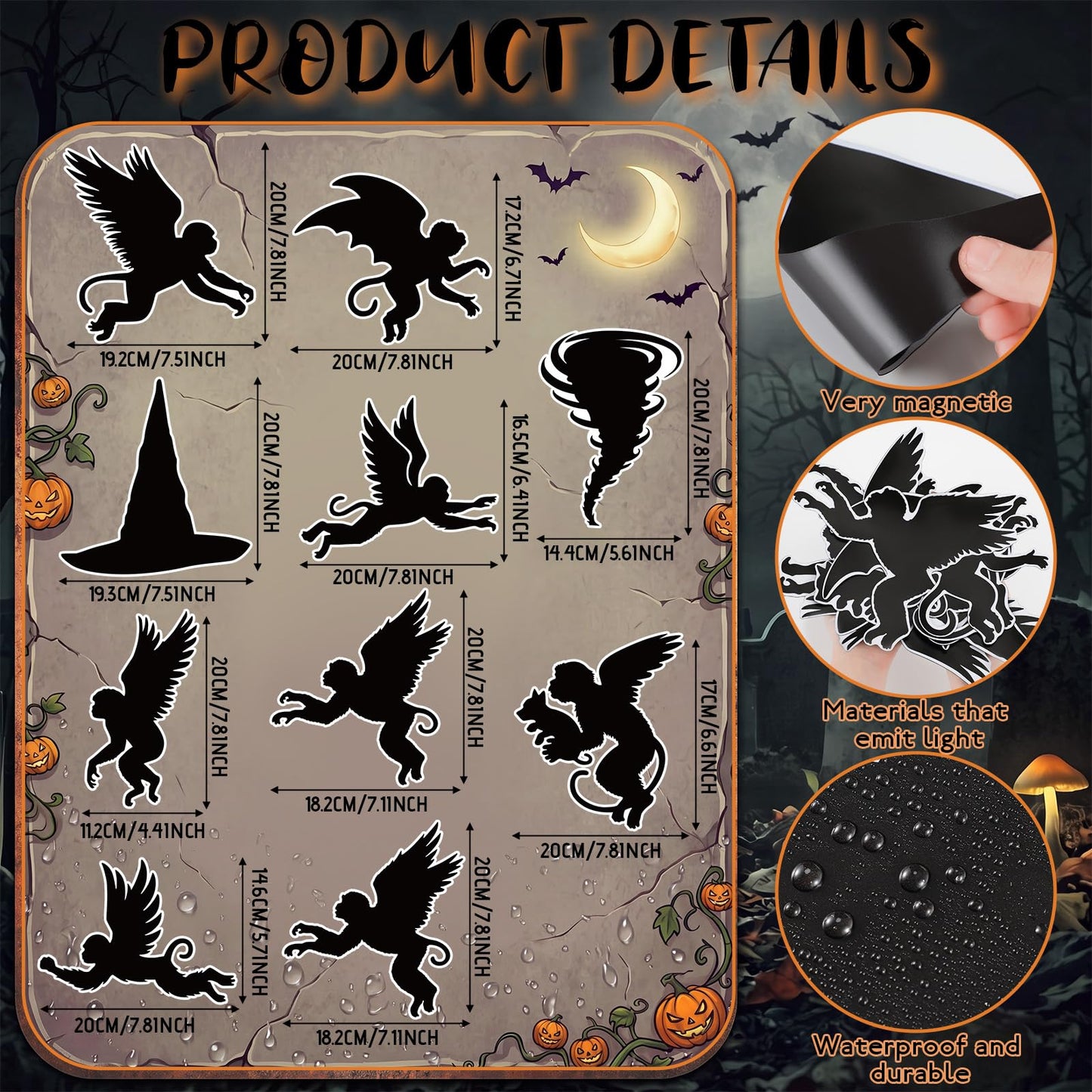 Kanayu 18 Pcs Halloween Garage Door Decorations Black Monkeys Magnet Glow in the Dark Garage Door Magnets Luminous Monkey Magnetic Sticker Halloween Decorations for Home Car Refrigerator