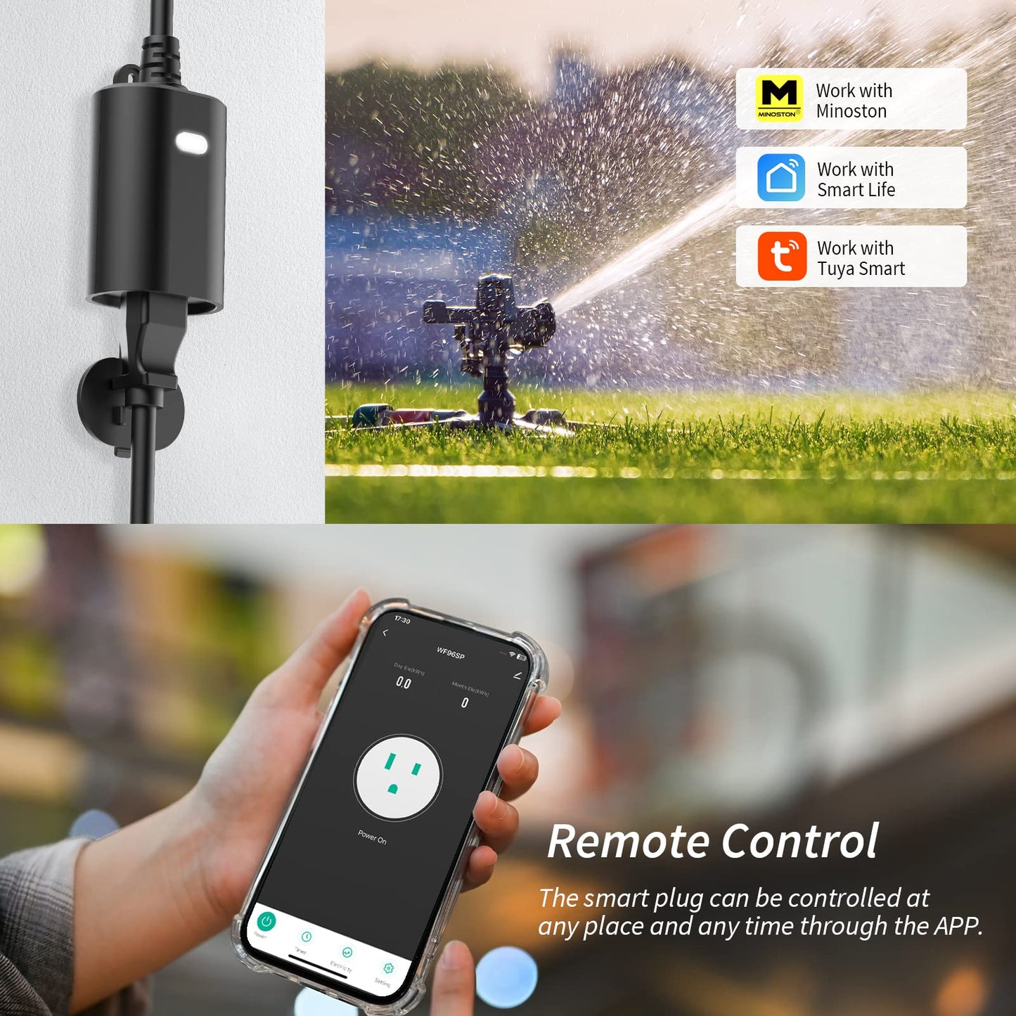 Minoston Outdoor Smart Plug, Matter Smart Plug, Smart Home Wi-Fi Outlet IP65 Waterproof, Compatible with Alexa, Apple Home, SmartThings, Google Home, Smart Life, IP65 Waterproof, 2.4Ghz, 2 Pack