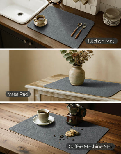 Leetaltree Reversible Faux Leather Placemats Set of 8, 12x17 Inch - Heat Resistant, Waterproof, Non-Slip Table Mats for Dining Kitchen, Hotel-Quality, Mist Grey