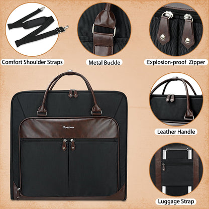 Noozion Garment Bag for Travel, Large Carry On Suit Bag for Business Up to 4 Suits, Wrinkle Free Garment Bag for Hanging Clothes with Shoulder Strap, Laptop Compartment, and Wet-Dry Pocket
