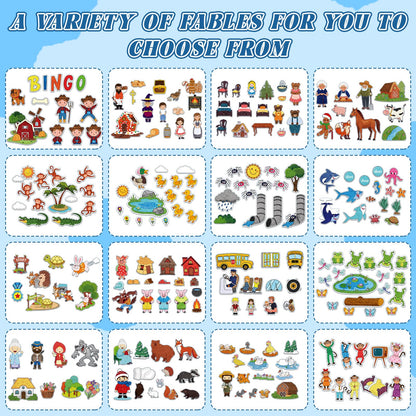 Windkream 16 Pack Felt Board Story Sets Flannel Felt Story Board Pieces with a Multi Functional Pieces Storage Binder and 16 Pcs Pocket for Activities Time(Fairy Stories)