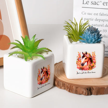 BJDAMAI Horse Succulent Planter Flower Plant Pot Small, Gifts for Women Teens Girls Kids, Horse Lovers Themed Stuff Accessories Things Decor Merch, Home Office Table Desk Decoration!