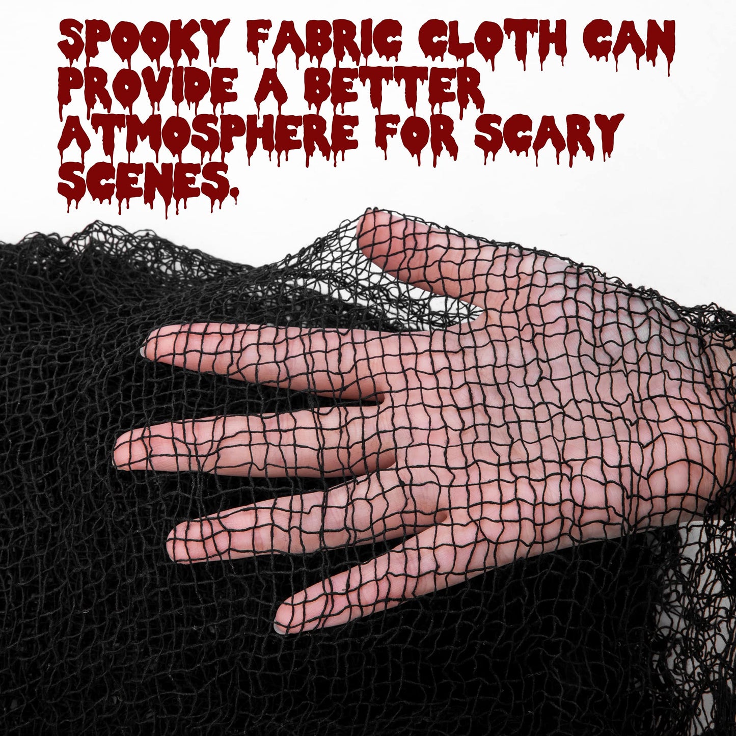 Alpurple 12 Pcs Halloween Creepy Cloth, 30 x 72 Inch Scary Spooky Fabric Cloth, Freaky Loose Weave Creepy Gauze for Halloween Party Decoration (6 Black + 6 White)