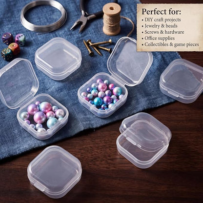 Jetec 6 Pieces Mini Plastic Clear Beads Storage Containers Box for Collecting Small Items, Beads, Jewelry, Business Cards, Game Pieces, Crafts (1.4 x 1.4 x 0.7 Inch)