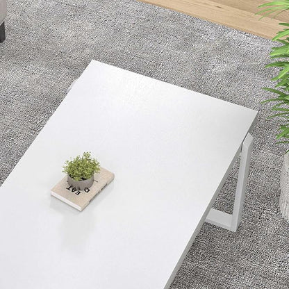 FOLUBAN White Coffee Table, Modern Rustic Wood and Metal Center Table, Rectangle Cocktail Tea Table for Living Room, 47 Inch