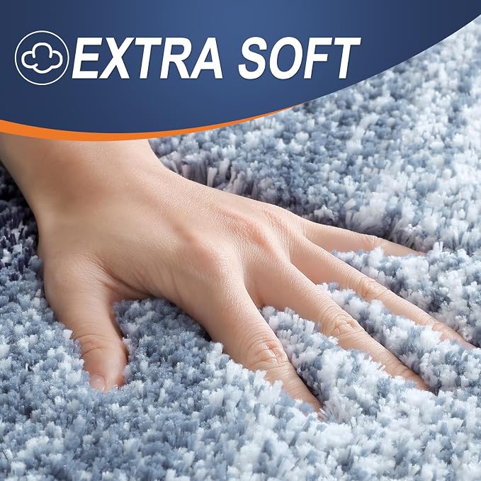 OLANLY Bathroom Runner Rugs Mat 59x24, Extra Soft Absorbent Microfiber Bath Rugs, Rubber Backing, Quick Dry, Washable Long Bath Mats for Bathroom, Tub and Shower, Home Decor Accessories, Airy Blue