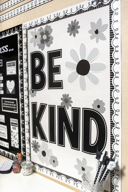 Teacher Created Resources Black and White Floral Be Kind Bulletin Board (TCR6801)