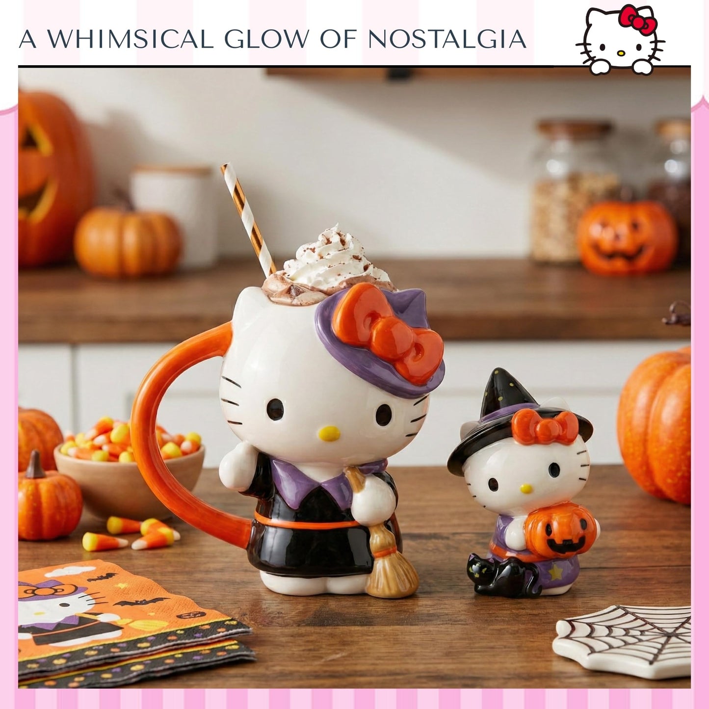 Blue Sky Clayworks Hello Kitty Bewitching Halloween Figural Mug and Lovely Figurine Gift Set, 2-Pieces, Kitchen Accessories, Sanrio, Ceramic