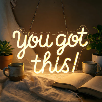 Mvorixa You Got This Neon Sign Dimmable LED Neon Light for Wall Decor, Inspirational You Got This Sign Lights for Home, Bedroom, Office, Student Dorm, Classroom, Party Decor& Motivational Gift