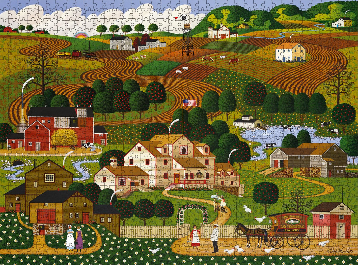 Buffalo Games Charles Wysocki - Old Homestead - 1000 Piece Jigsaw Puzzle - 26.75 x 19.75 in - Puzzles for Adults 1000 Pieces - Full Color Poster Included - Relaxing Screen Free Activity