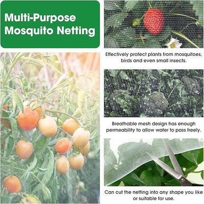 Unves 10' x 30' Garden Netting, Mosquito Bird Netting for Garden, Insect Plant Cover Bug Net Mesh for Vegetables Fruits Trees Flowers Blueberries Tomatoes Protection