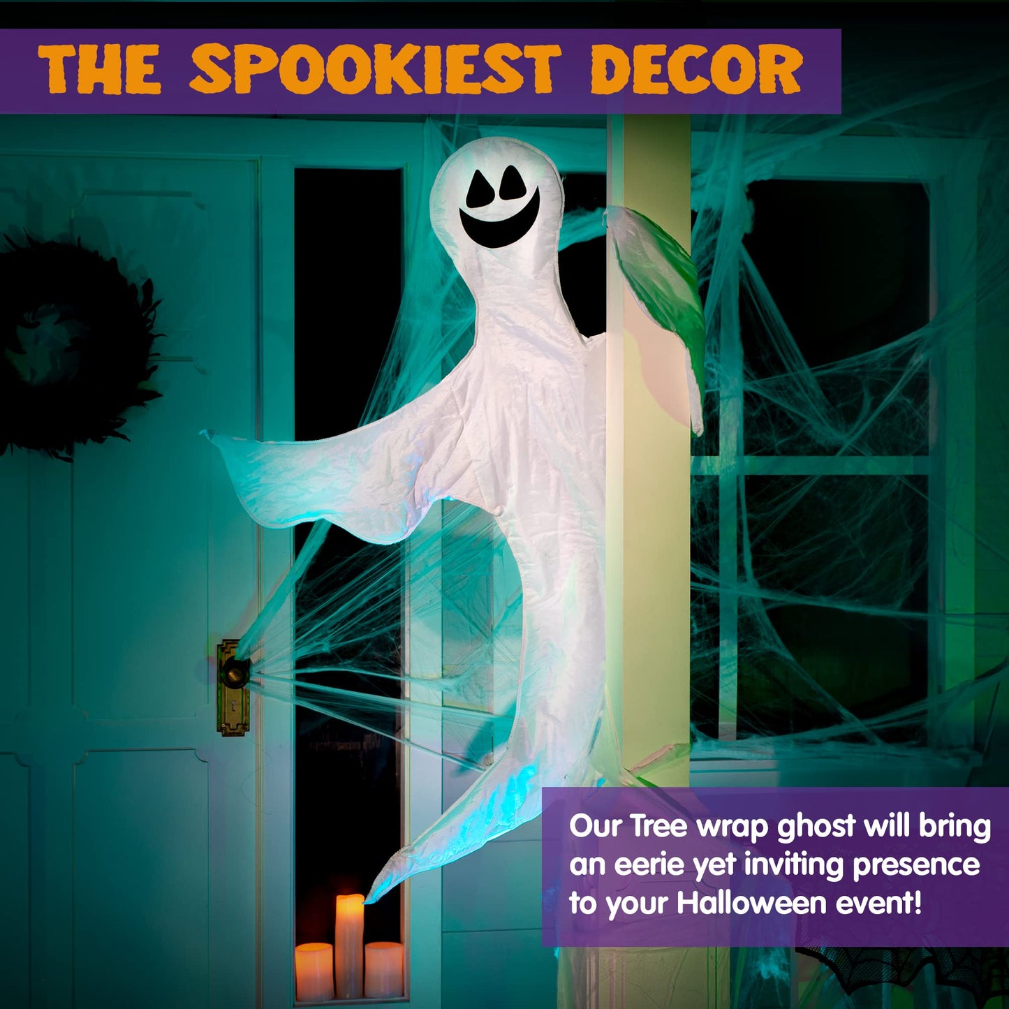 JOYIN Halloween Tree Wrap Ghost Decoration Outdoor, Smiling Hanging Ghost Decorations for Halloween Lawn, Tree Decor, Party Supplies