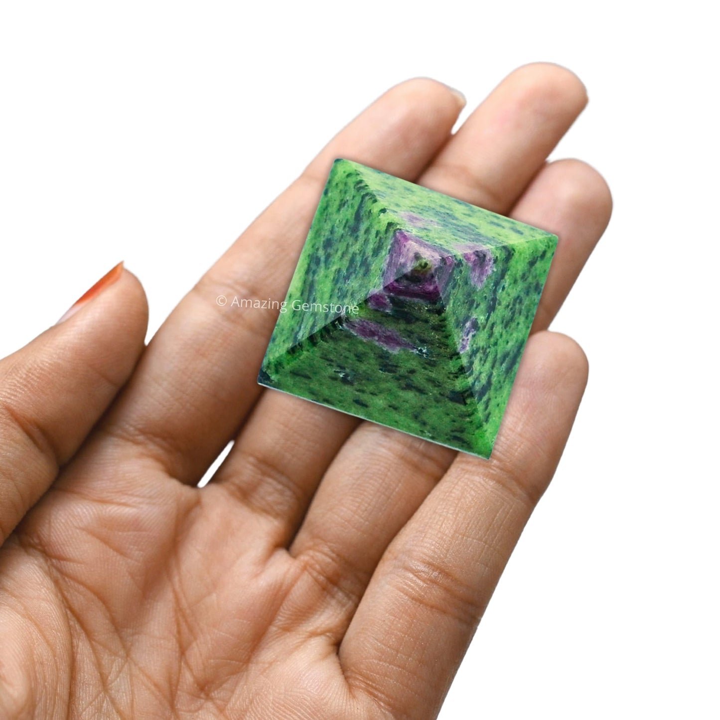Amazing Gemstone Ruby Zoisite Pyramid Crystal Healing Stones - 1" Great Pyramid Figurine of Natural Stone Pyramid for Meditation, Reiki, Chakra Balancing and Crystal Pyramids Grid