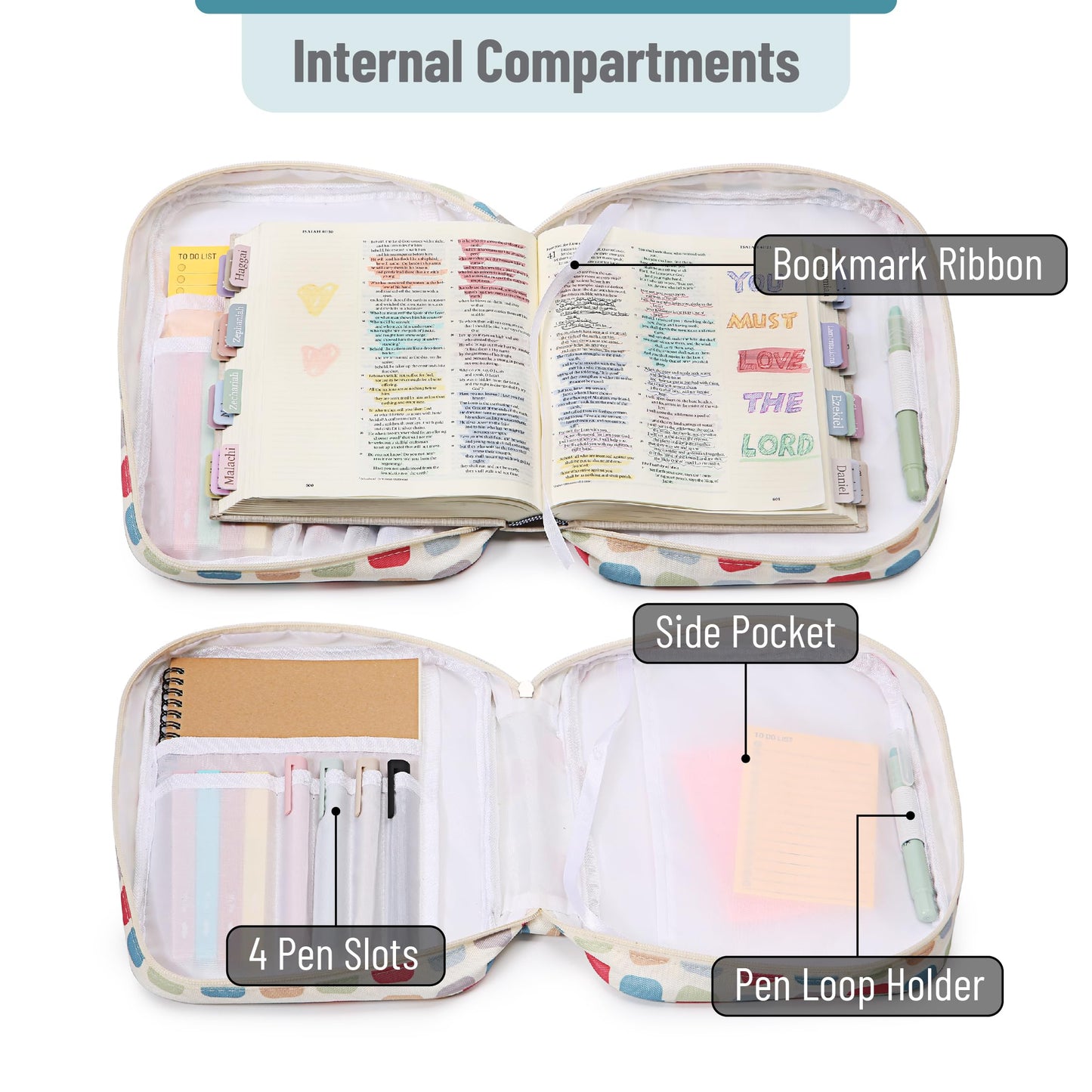 Mr. Pen- Bible Cover Case for Women, Large Bag with Durable Handle, 24-pcs Bible Journaling Kit & Study Supplies with No Bleed Highlighters and Pens, Christian Gift for Women