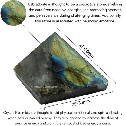 Amazing Gemstone Labradorite Pyramid Crystal Healing Stones - 1" Great Pyramid Figurine of Natural Stone Pyramid for Meditation, Reiki, Chakra Balancing and Crystal Pyramids Grid