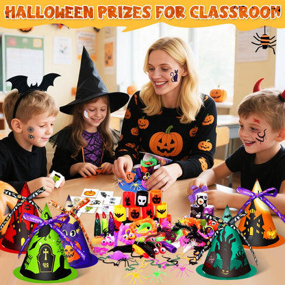 234 PCS Halloween Party Favors for Kids,24 Pack Witch Hat Shaped Goodie bag Stuffers with Non-Candy Trick Or Treat Toys Bulk,Goodie Bags Basket Stuffers,Classroom Favors Gifts for Boys Girls