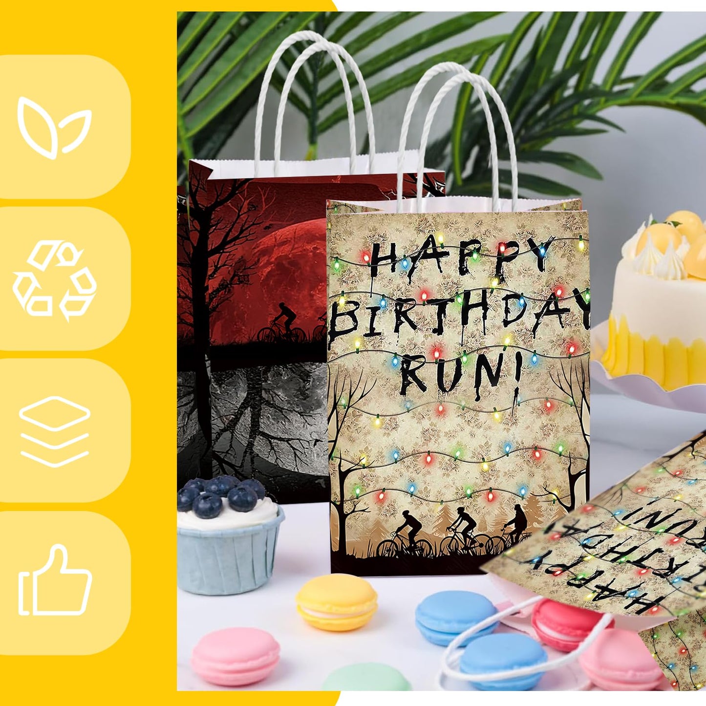 Casagete 12pcs Party Bags Birthday Party Favors Bags Upside Down Themed Party Spooky for Girls Goodie Bags for Kids Birthday Party(6X3.14X8.4inch)