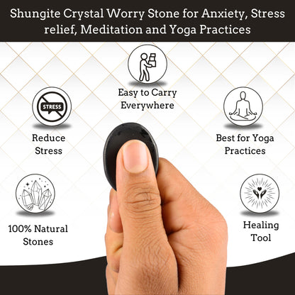 Anaya Agate Shungite Worry Stones Certified Crystal Thumb Worry Stone for Anguish, Relaxing and Soothing Balance Stones for Meditation, Stress Relief Crystals and Healing Stones for Men Women