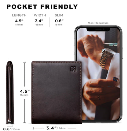 Full Grain Leather Wallet for Men | RFID Blocking | Extra Capacity Bifold Wallet with ID Windows | Ultra Strong Stitching | Slim Billfold with 13 Card Slots | Gift for Him (Texas Brown Venture)