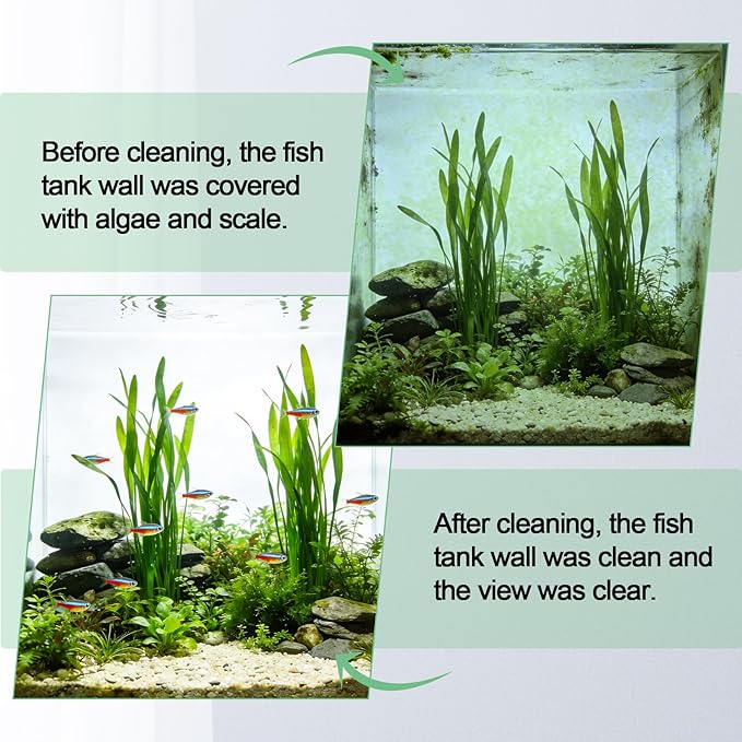 hygger Magnetic Aquarium Fish Tank Glass Cleaner,Detachable Dual-Blades Brush Tool with Floating Scrubber, Double Side Magnetic Algae Scraper for 0.2-0.4 Inch Thick Glass Aquariums Tank (M)