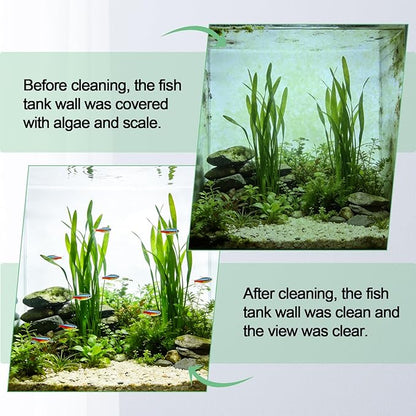 hygger Magnetic Aquarium Fish Tank Glass Cleaner,Detachable Dual-Blades Brush Tool with Floating Scrubber, Double Side Magnetic Algae Scraper for 0-0.25 Inch Thick Glass Aquariums Tank (S)