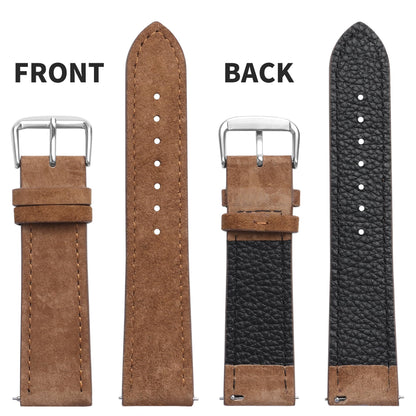 JUNGHELE Suede Leather watch bands for men and women, Quick Release leather watch strap with Silver Buckle watch leather strap,Brown 22mm watch band WBG0206