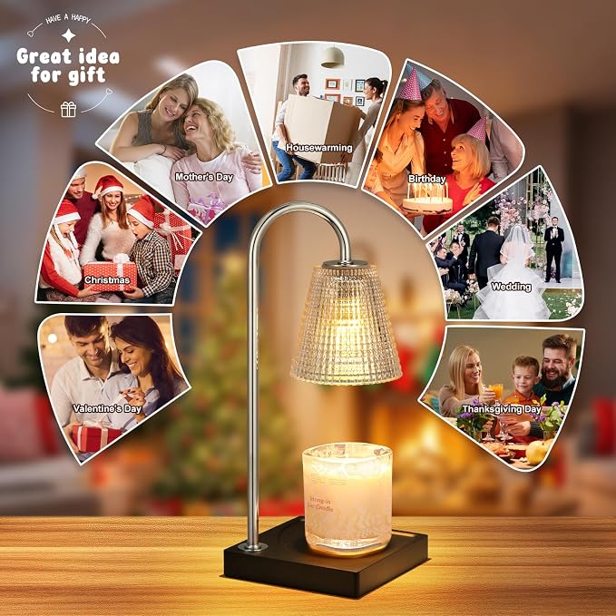 Hong-in Candle Warmer Lamp with Timer Dimmer,House Warming Gifts New Home Room Decor,Birthday Gifts for Women Mom Sister,Modern Wax Warmer for Scented Wax Jar Candles