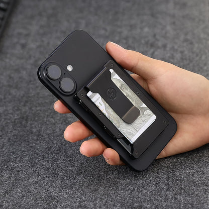 HIESGIE Compatible with MagSafe Wallet, Slim Wallet for Men with Money Clip, Rfid Blocking Metal Card Holder, Minimalist Magnetic Wallet Compatible with iPhone 16/15/14/13/12 Series - Classic Black