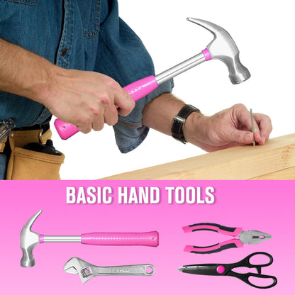 SOLUDE Pink Tool Set,206-Piece Home Tool Kit for Women Girls Ladies,Basic Household Toolkits for New Apartment Garage Office College Dorm & DIY Projects