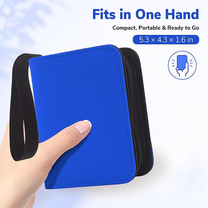 1 Pocket Card Binder with Zipper, 100 Pockets Mini Trading Card Album, Premium PU Leather Single Card Binder, Small Display Folder for TCG & Sports Cards