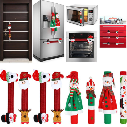Boao Christmas Refrigerator Door Handle Cover Santa Snowman Kitchen Appliance Handle Covers Decorations for Fridge Microwave Oven Dishwasher Christmas Handle Protector (Elegant Style)