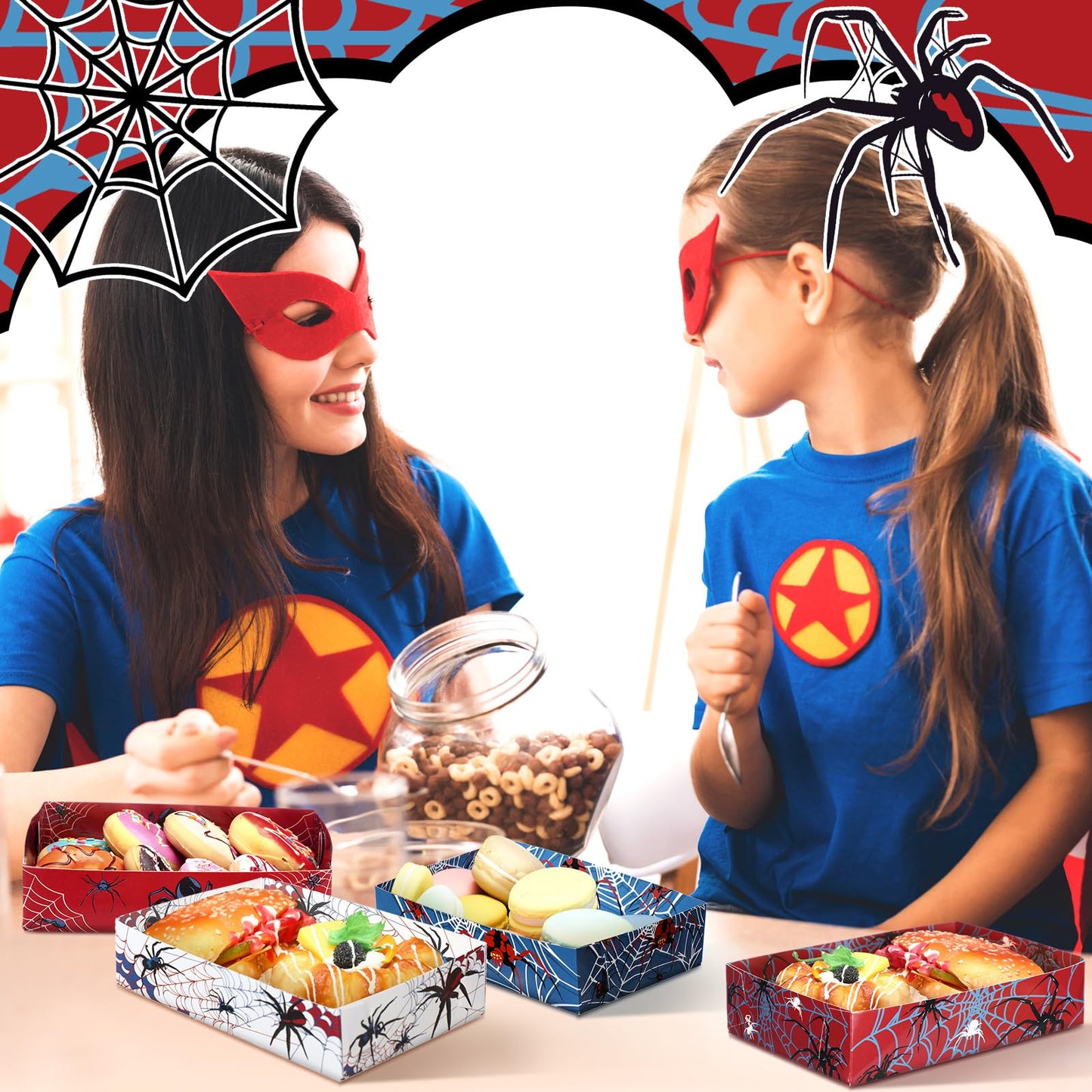 Teenyyou 38 Pcs Spider Food Trays Paper Disposable Serving Food Boats Snacks Holder Trays for Snacks Spider Birthday Decoration French Fries Hot Dog BBQ Party Favors Supplies(Spiderweb)