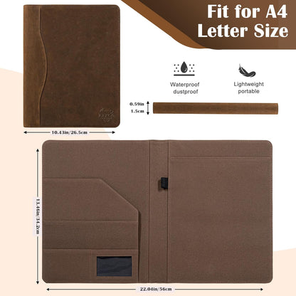 AZXCG Custom Padfolio Binder, Free Engraved Name,Leather Padfolio for Men and Women,Interview Resume Folder,Business Card Holder,Gift Portfolio